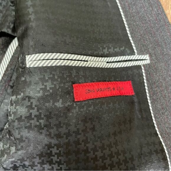 John Varvatos Wool Gray Red Striped Peak‎ Lapel Dual Vent Blazer Jacket 42R - Picture 9 of 12